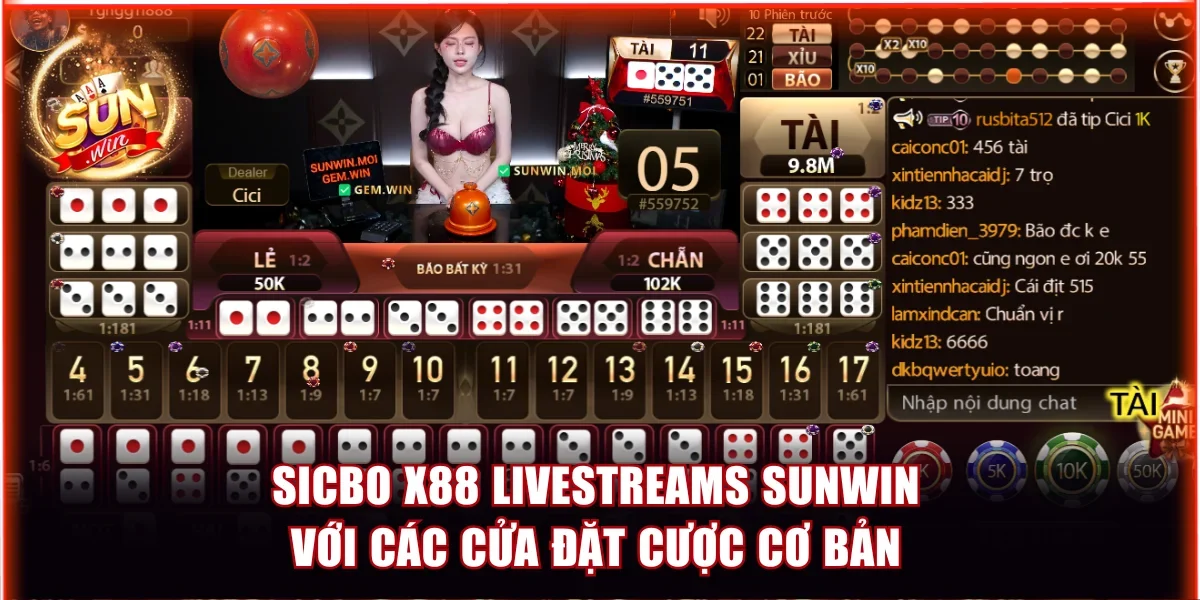 Sicbo X88 Livestreams Sunwin với các cửa đặt cược cơ bản