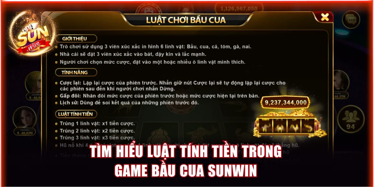 Tìm hiểu luật tính tiền trong game Bầu Cua Sunwin